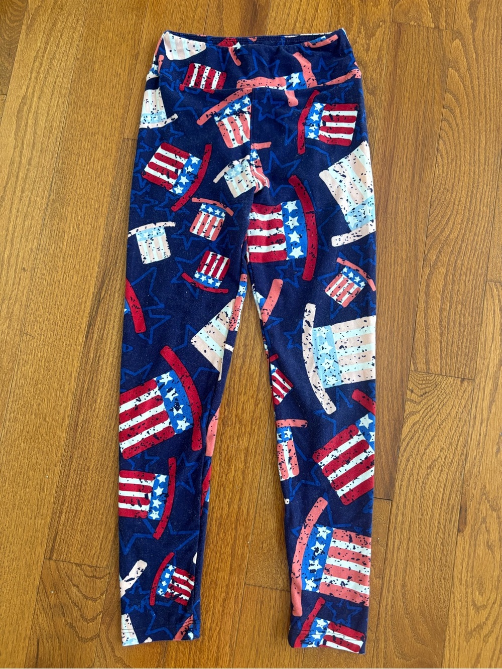 LuLaRoe  Navy Patriotic Top Hat Print Leggings - Red, White & Blue